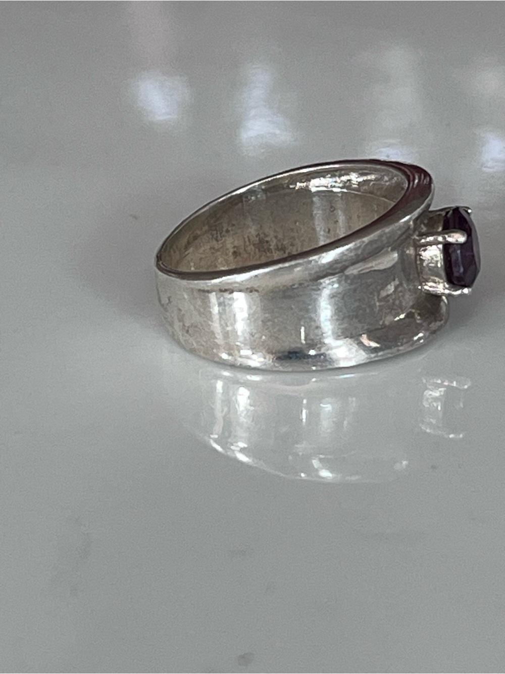 Handmade Sterling Silver 925 Ring with Amethyst Gemstone Size 7 - Picture 5 of 16